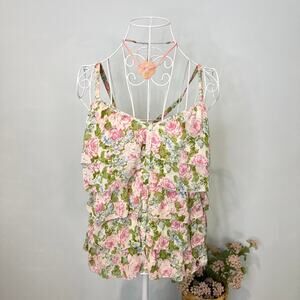 Stunning y2k vintage abercrombie ruffle floral babydoll tank top